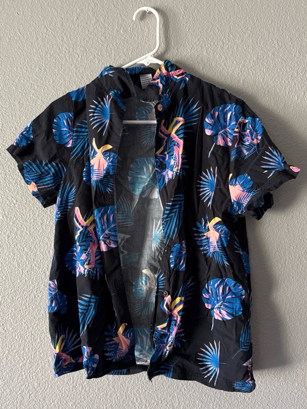 Dutch Bros Black Short Sleeve Tropical Button-Down Shirt